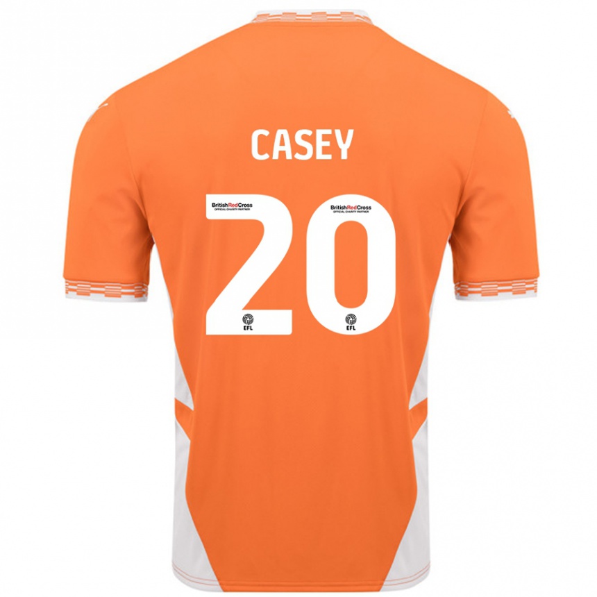 Niño Fútbol Camiseta Oliver Casey #20 Naranja Blanco 1ª Equipación 2024/25