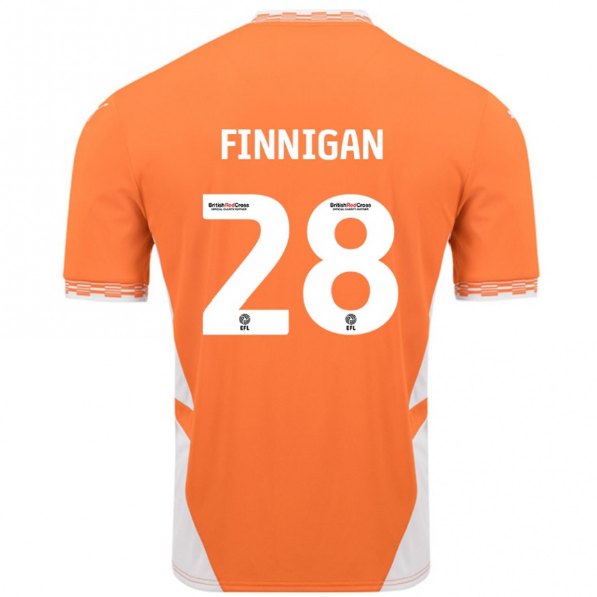 Niño Fútbol Camiseta Ryan Finnigan #28 Naranja Blanco 1ª Equipación 2024/25