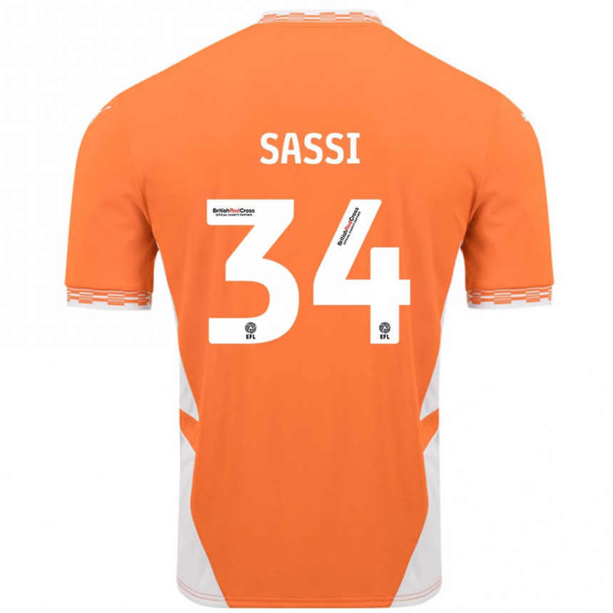 Niño Fútbol Camiseta Dan Sassi #34 Naranja Blanco 1ª Equipación 2024/25