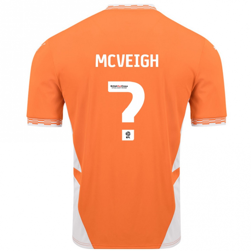 Niño Fútbol Camiseta Conor Mcveigh #0 Naranja Blanco 1ª Equipación 2024/25