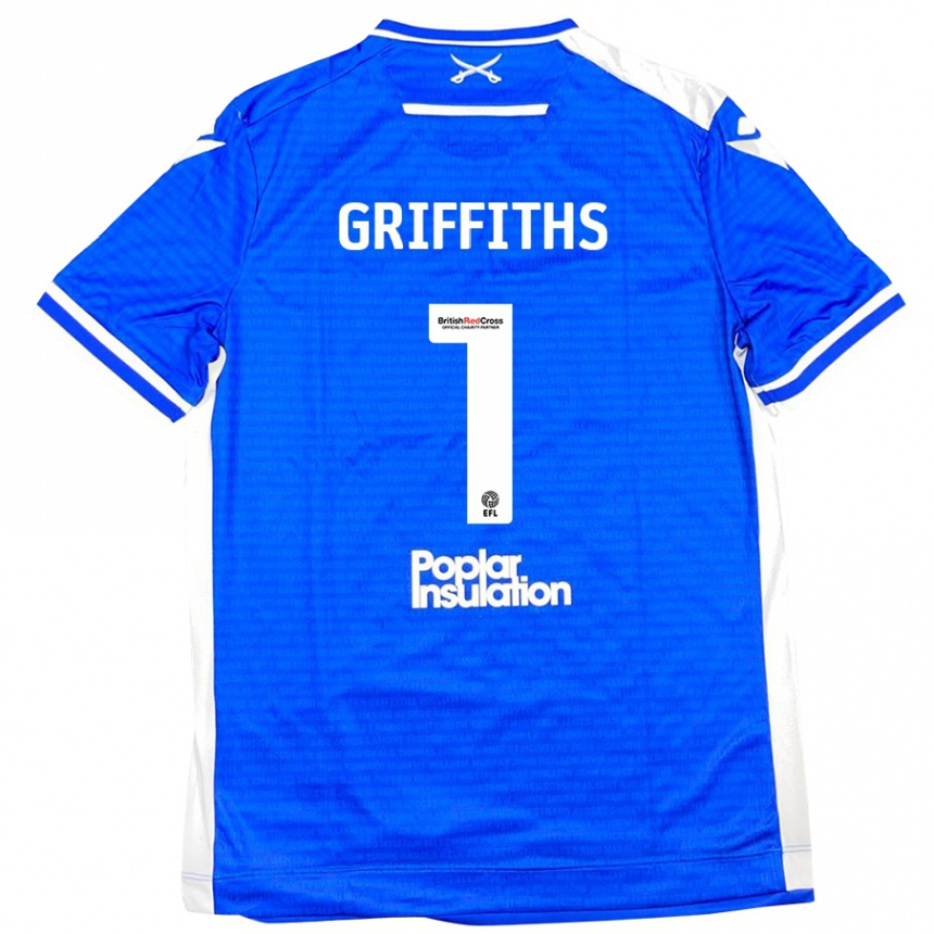 Niño Fútbol Camiseta Josh Griffiths #1 Azul Blanco 1ª Equipación 2024/25