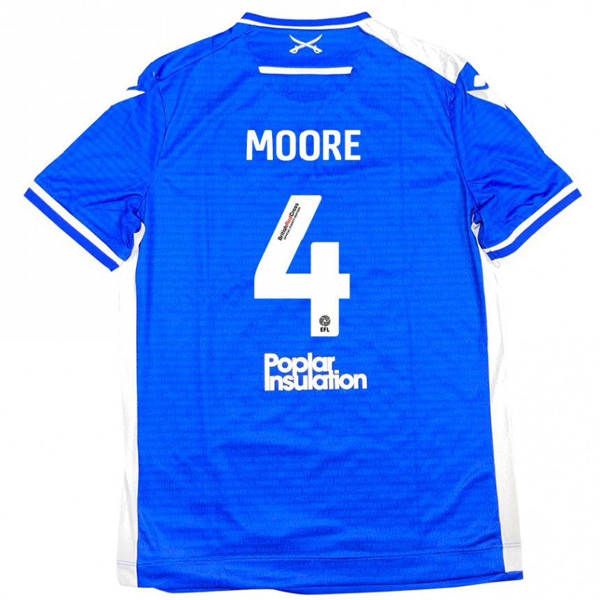 Niño Fútbol Camiseta Taylor Moore #4 Azul Blanco 1ª Equipación 2024/25