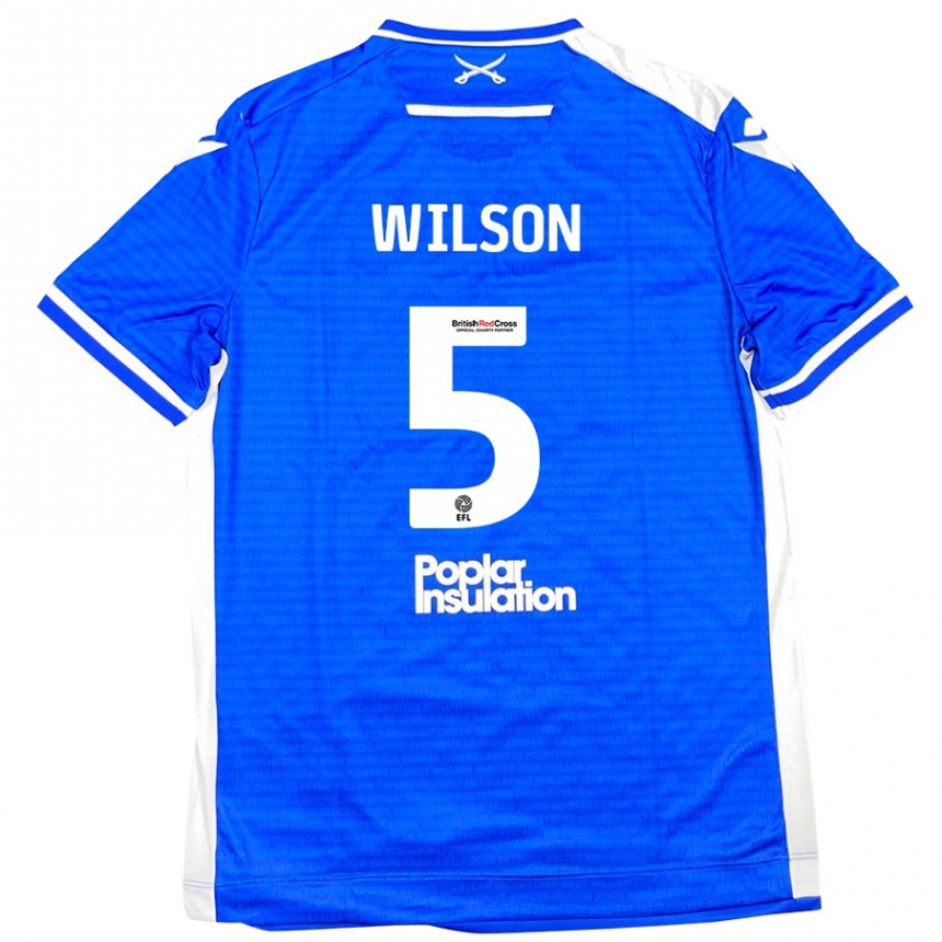 Niño Fútbol Camiseta James Wilson #5 Azul Blanco 1ª Equipación 2024/25