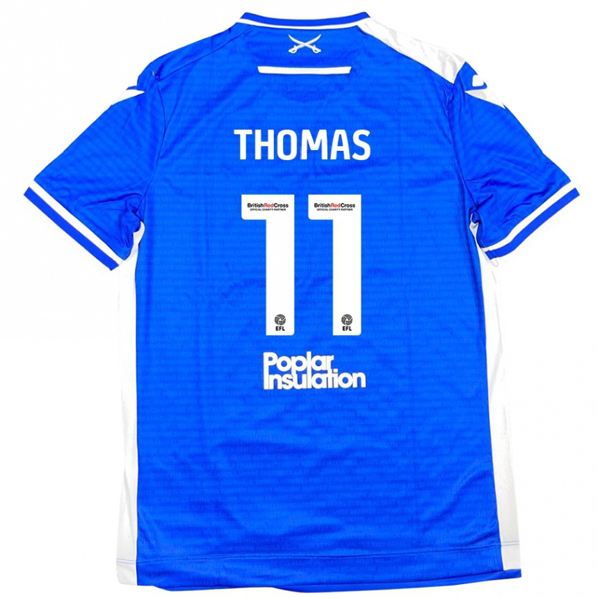 Niño Fútbol Camiseta Luke Thomas #11 Azul Blanco 1ª Equipación 2024/25