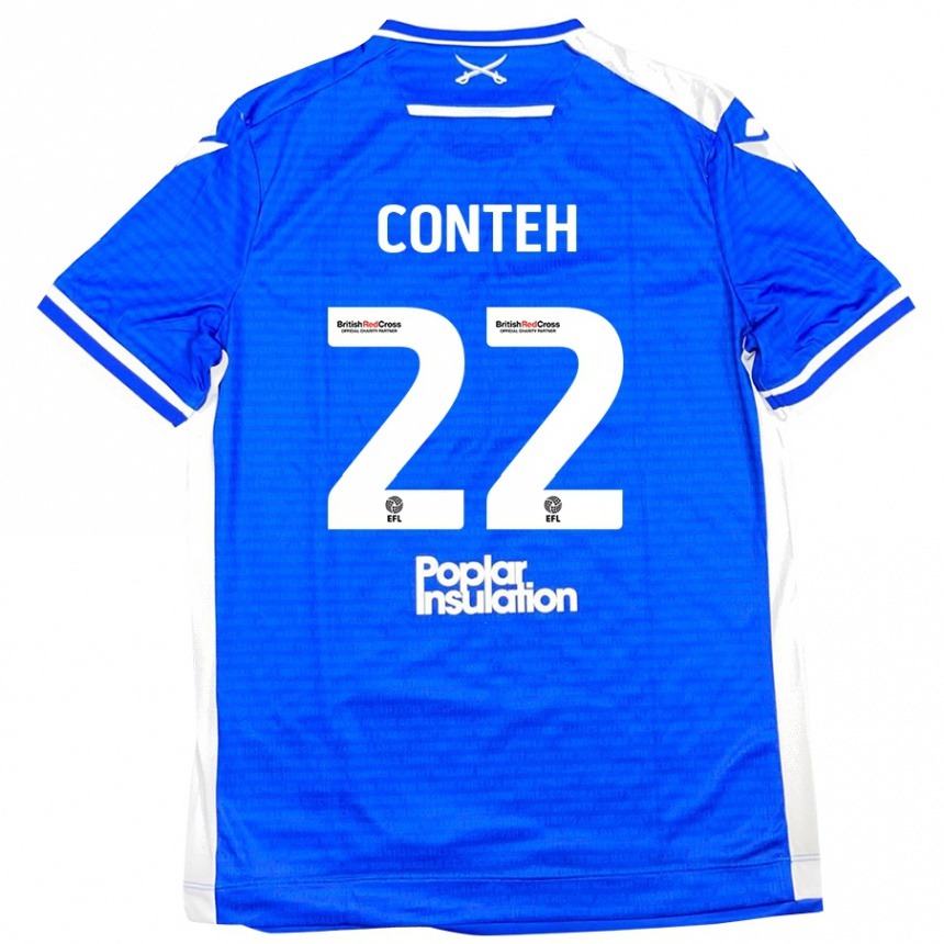 Niño Fútbol Camiseta Kamil Conteh #22 Azul Blanco 1ª Equipación 2024/25