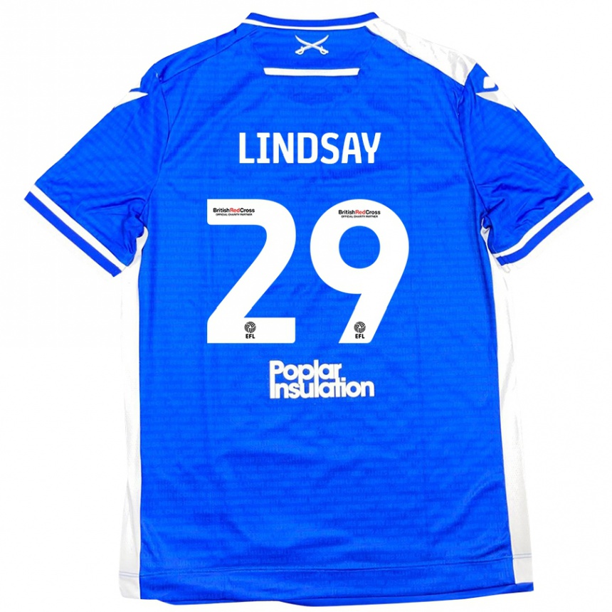 Niño Fútbol Camiseta Jamie Lindsay #29 Azul Blanco 1ª Equipación 2024/25