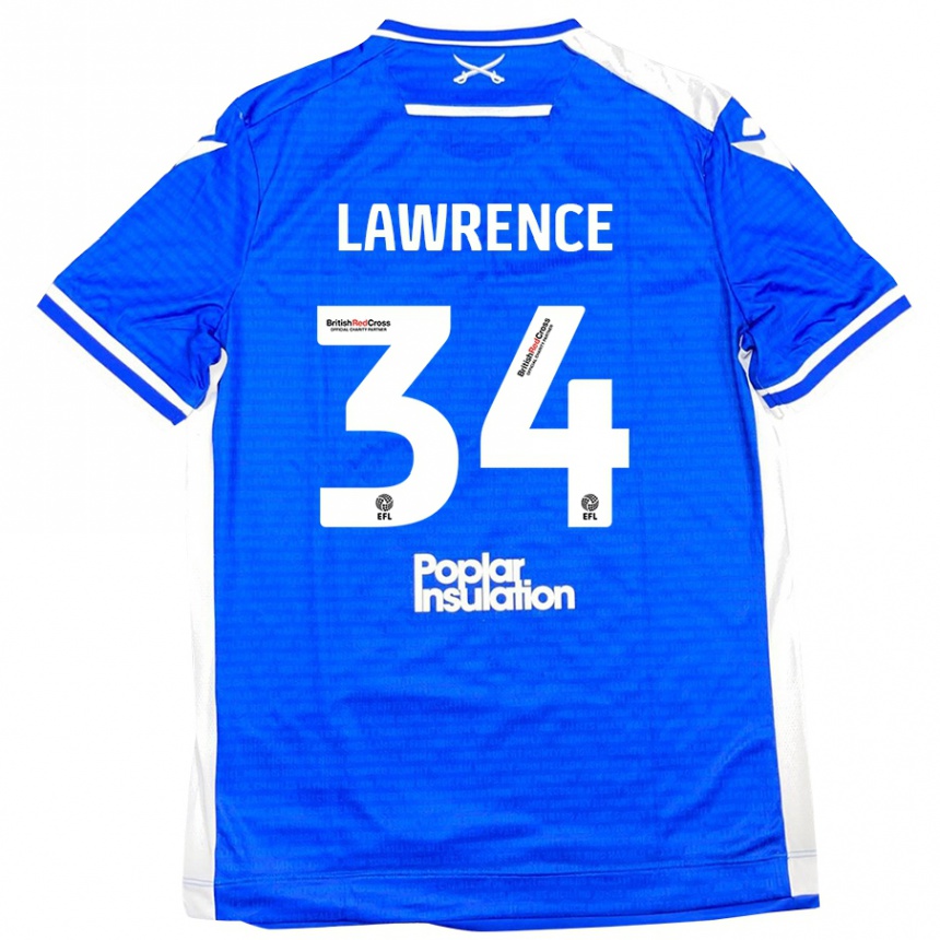 Niño Fútbol Camiseta Jerry Lawrence #34 Azul Blanco 1ª Equipación 2024/25