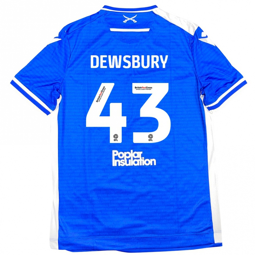 Niño Fútbol Camiseta Ollie Dewsbury #43 Azul Blanco 1ª Equipación 2024/25