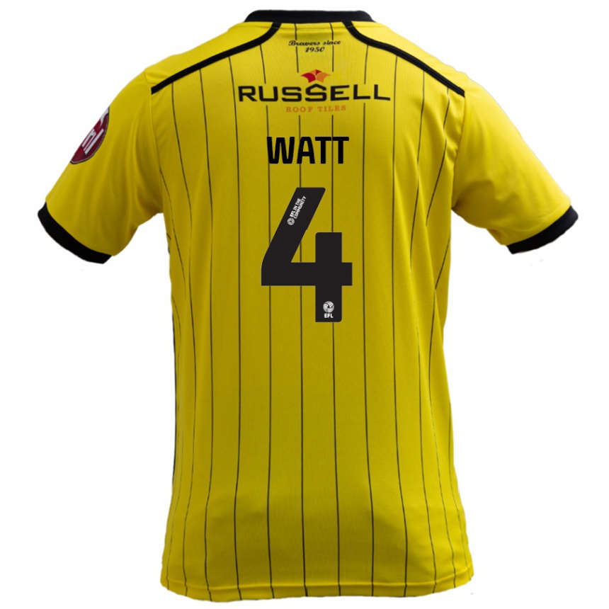 Niño Fútbol Camiseta Elliot Watt #4 Amarillo 1ª Equipación 2024/25