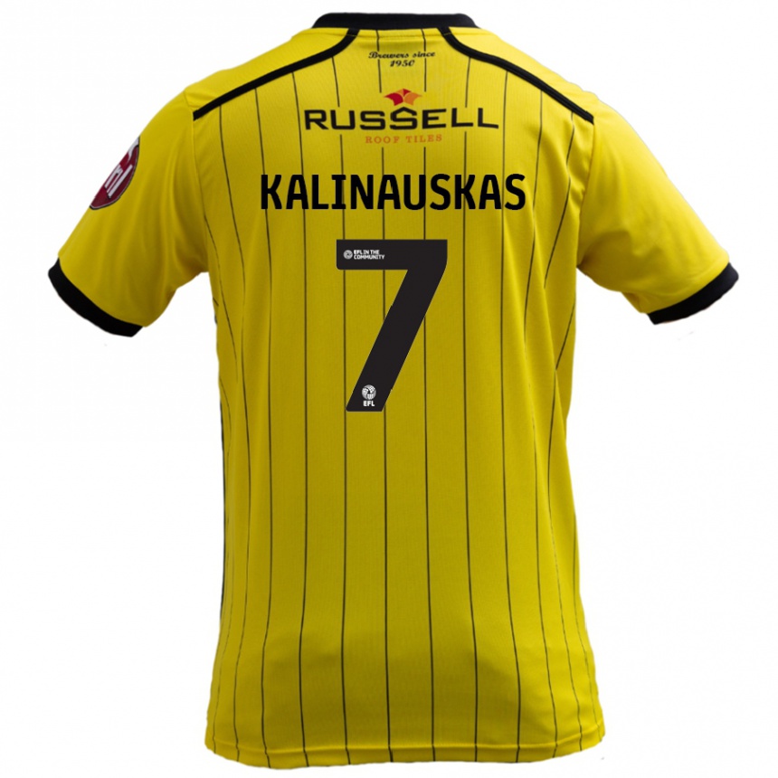 Niño Fútbol Camiseta Tomas Kalinauskas #7 Amarillo 1ª Equipación 2024/25