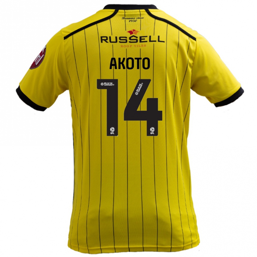 Niño Fútbol Camiseta Nick Akoto #14 Amarillo 1ª Equipación 2024/25