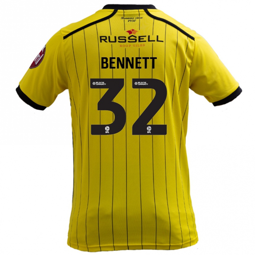 Niño Fútbol Camiseta Mason Bennett #32 Amarillo 1ª Equipación 2024/25