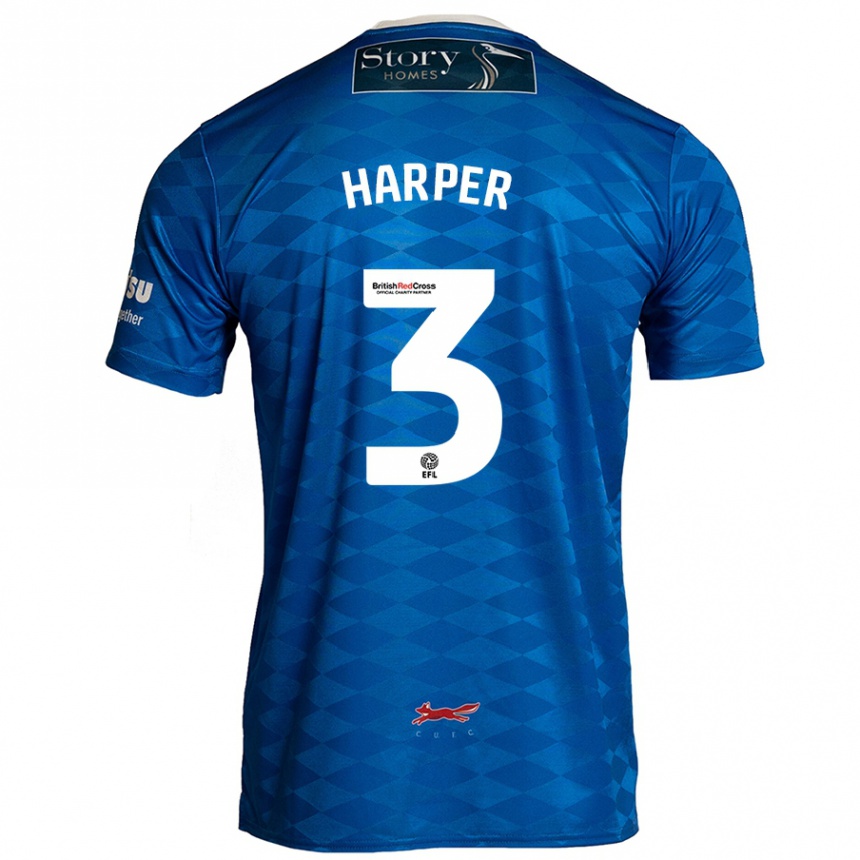 Niño Fútbol Camiseta Cameron Harper #3 Azul 1ª Equipación 2024/25