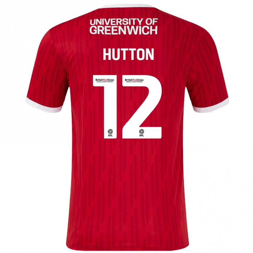 Niño Fútbol Camiseta Jodie Hutton #12 Rojo Blanco 1ª Equipación 2024/25