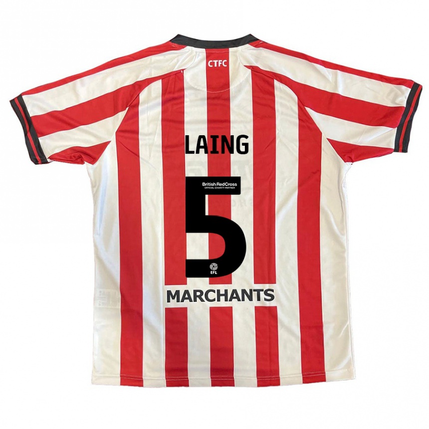 Niño Fútbol Camiseta Levi Laing #5 Rojo Blanco 1ª Equipación 2024/25