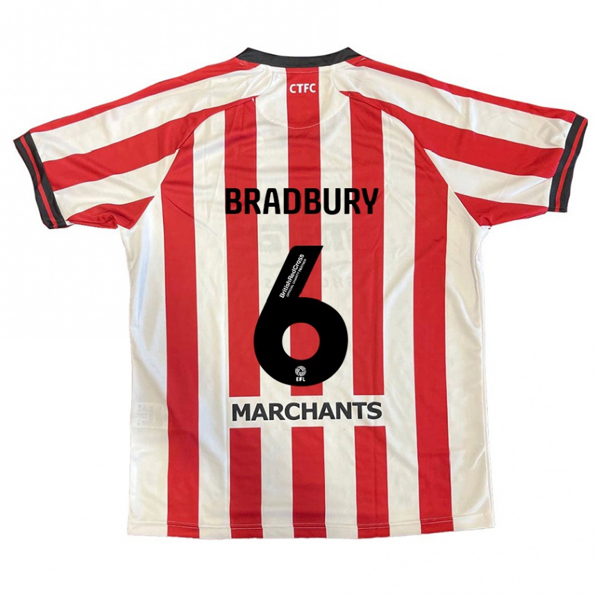 Niño Fútbol Camiseta Tom Bradbury #6 Rojo Blanco 1ª Equipación 2024/25