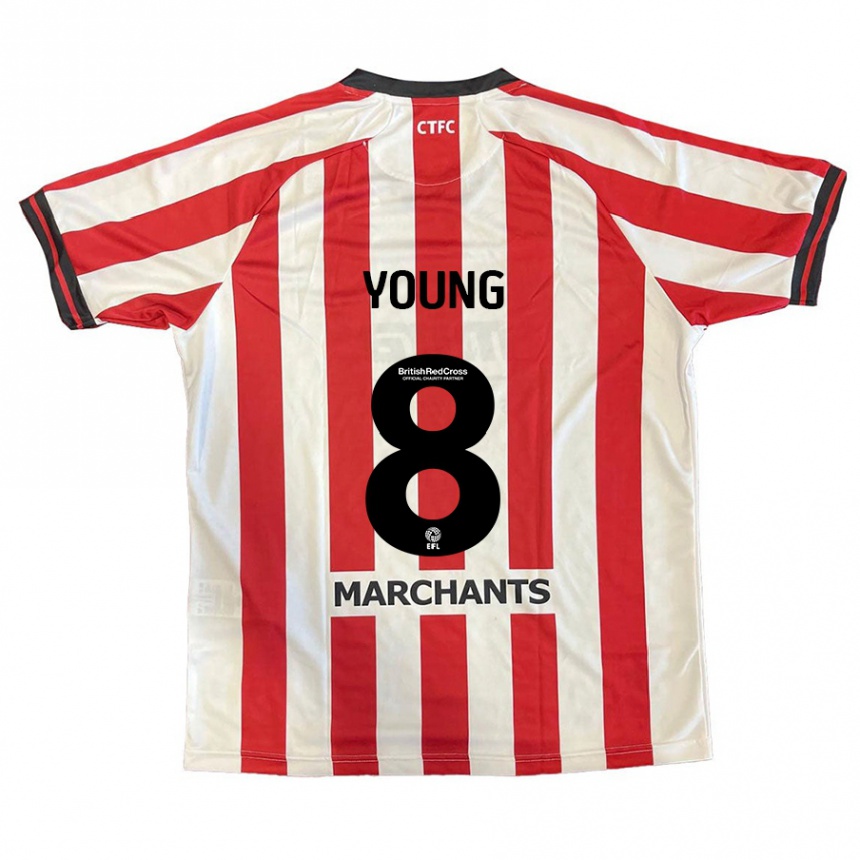 Niño Fútbol Camiseta Luke Young #8 Rojo Blanco 1ª Equipación 2024/25