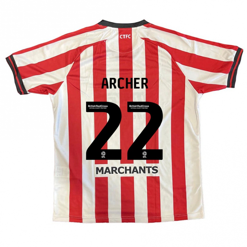 Niño Fútbol Camiseta Ethon Archer #22 Rojo Blanco 1ª Equipación 2024/25