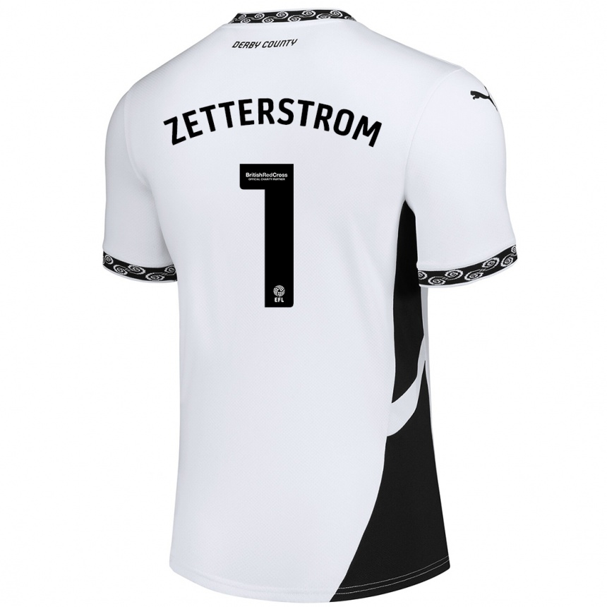 Niño Fútbol Camiseta Jacob Widell Zetterström #1 Blanco Negro 1ª Equipación 2024/25