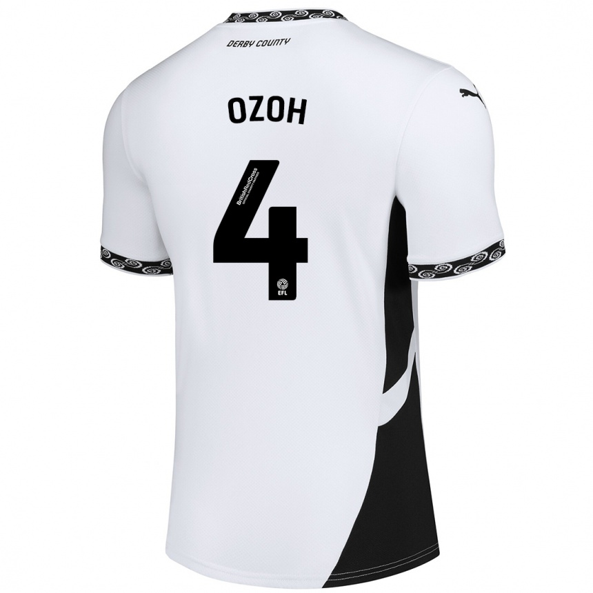 Niño Fútbol Camiseta David Ozoh #4 Blanco Negro 1ª Equipación 2024/25