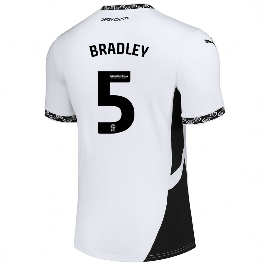 Niño Fútbol Camiseta Sonny Bradley #5 Blanco Negro 1ª Equipación 2024/25