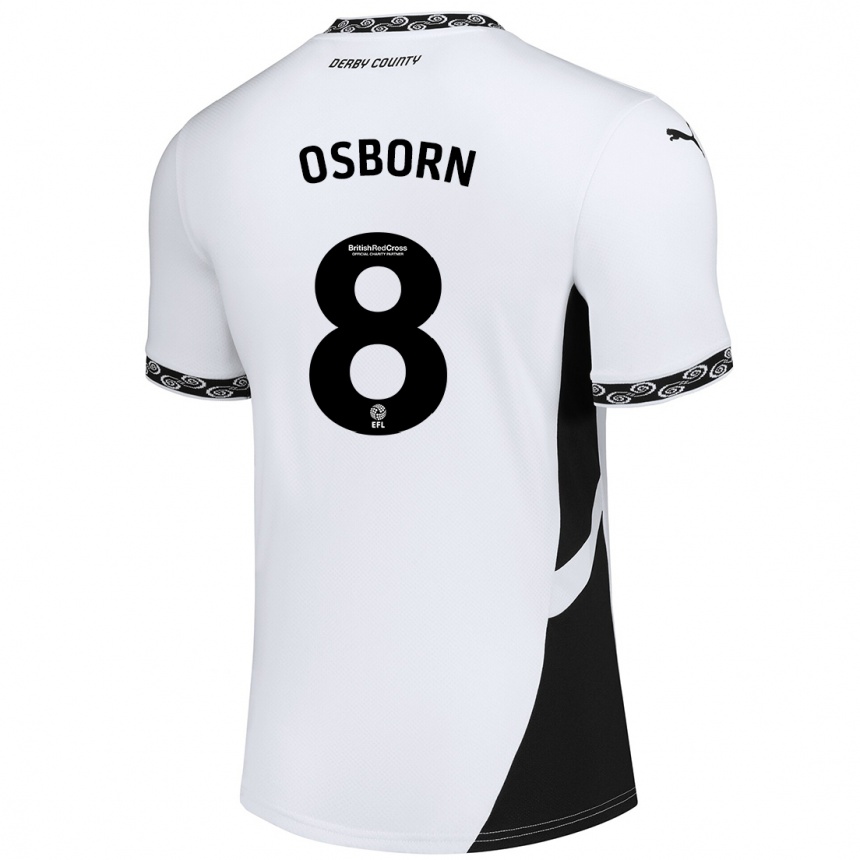 Niño Fútbol Camiseta Ben Osborn #8 Blanco Negro 1ª Equipación 2024/25