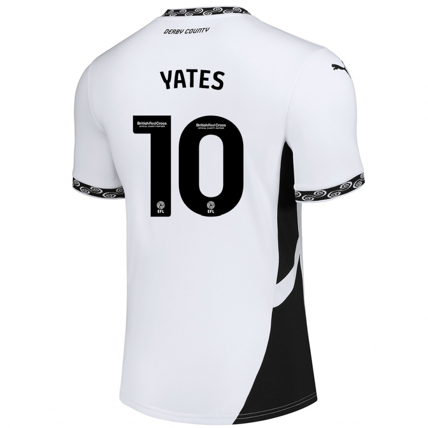 Niño Fútbol Camiseta Jerry Yates #10 Blanco Negro 1ª Equipación 2024/25