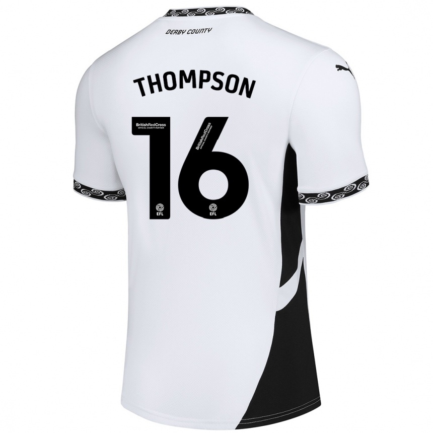 Niño Fútbol Camiseta Liam Thompson #16 Blanco Negro 1ª Equipación 2024/25