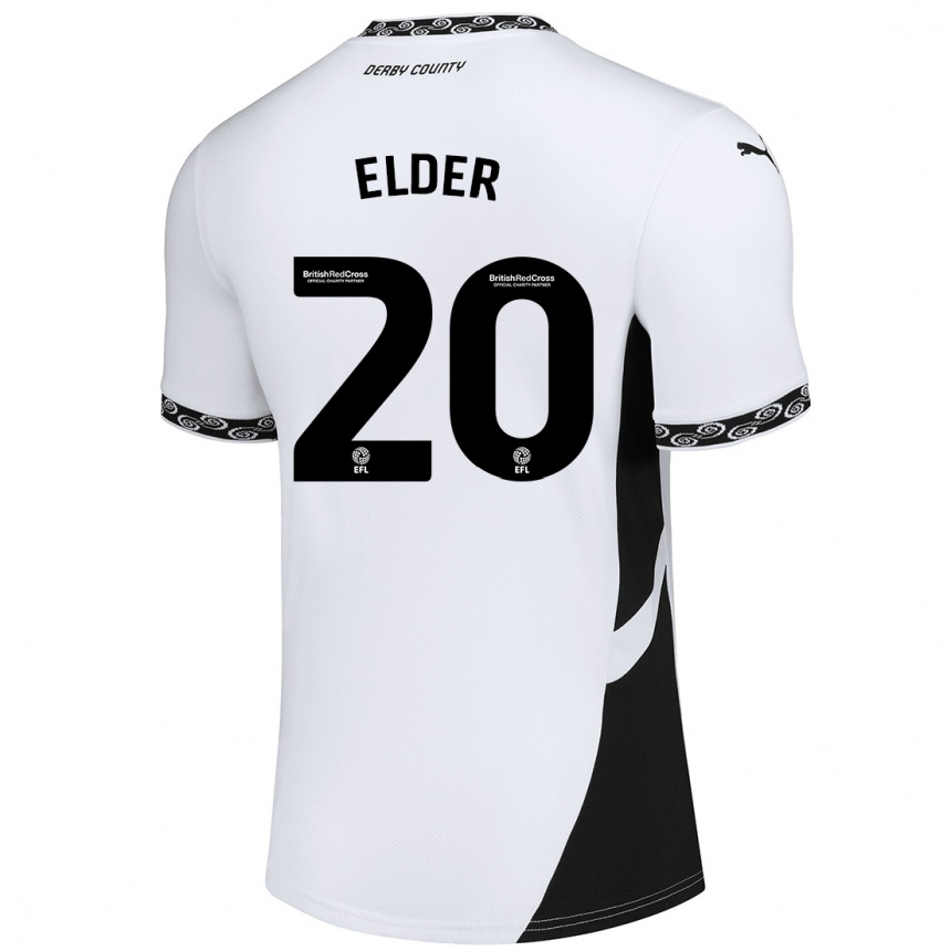 Niño Fútbol Camiseta Callum Elder #20 Blanco Negro 1ª Equipación 2024/25