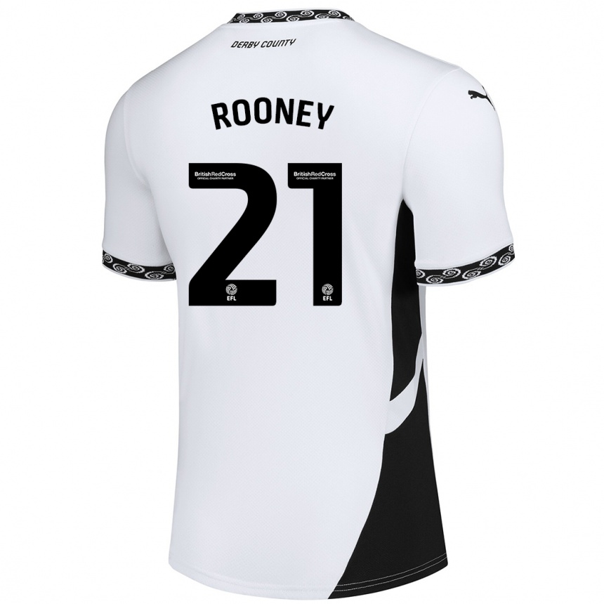 Niño Fútbol Camiseta Jake Rooney #21 Blanco Negro 1ª Equipación 2024/25