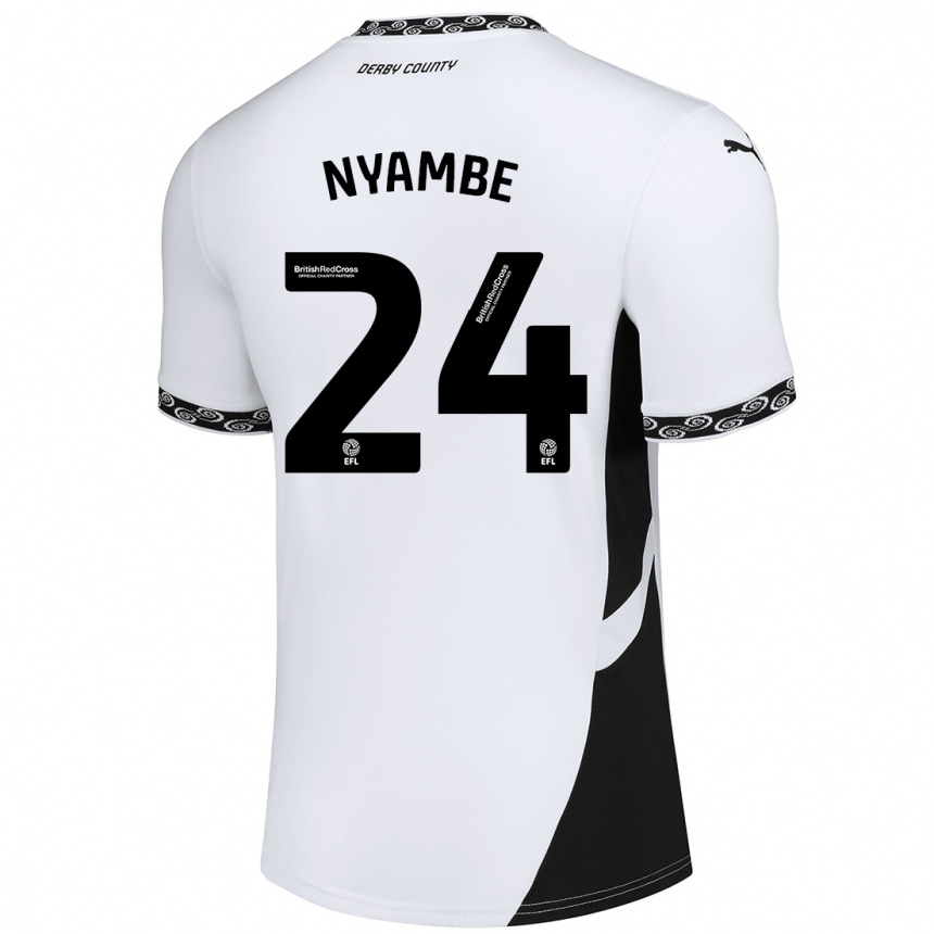 Niño Fútbol Camiseta Ryan Nyambe #24 Blanco Negro 1ª Equipación 2024/25