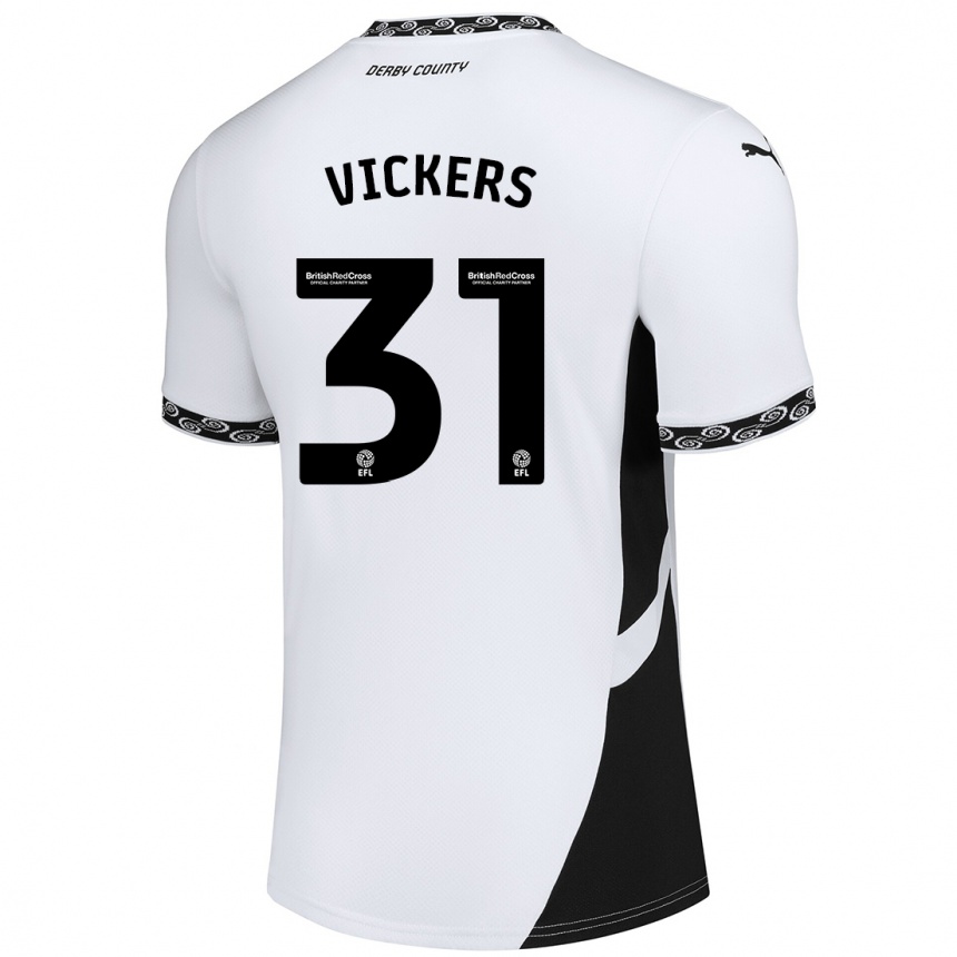 Niño Fútbol Camiseta Josh Vickers #31 Blanco Negro 1ª Equipación 2024/25