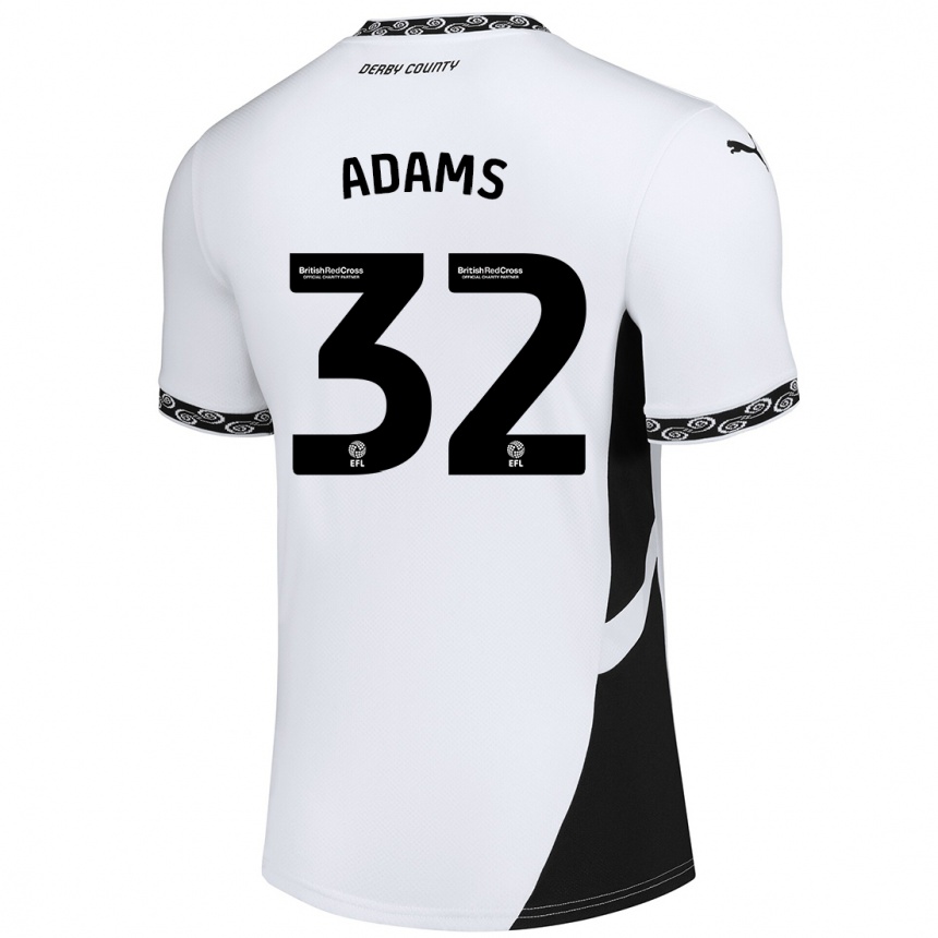 Niño Fútbol Camiseta Ebou Adams #32 Blanco Negro 1ª Equipación 2024/25