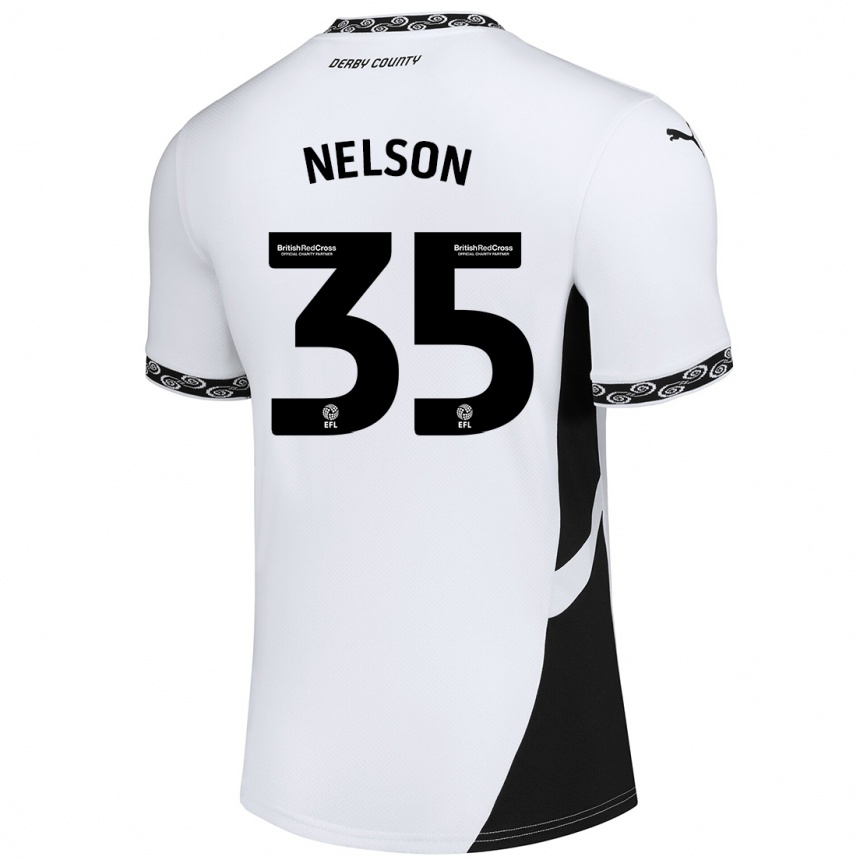 Niño Fútbol Camiseta Curtis Nelson #35 Blanco Negro 1ª Equipación 2024/25