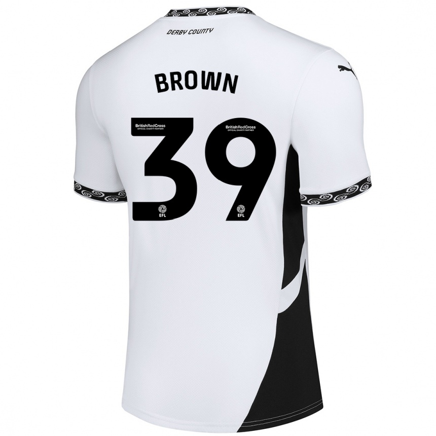 Niño Fútbol Camiseta Dajaune Brown #39 Blanco Negro 1ª Equipación 2024/25