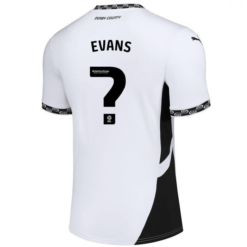 Niño Fútbol Camiseta Harry Evans #0 Blanco Negro 1ª Equipación 2024/25