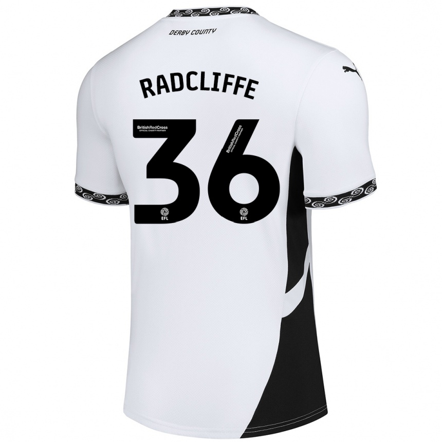 Niño Fútbol Camiseta Ben Radcliffe #36 Blanco Negro 1ª Equipación 2024/25