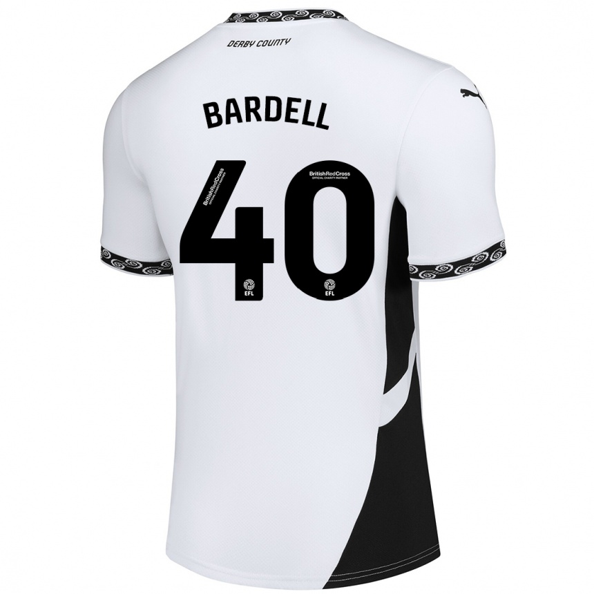 Niño Fútbol Camiseta Max Bardell #40 Blanco Negro 1ª Equipación 2024/25