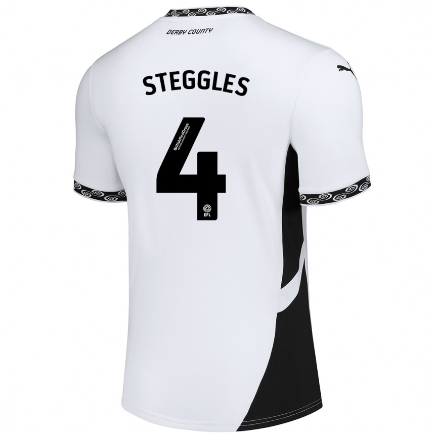 Niño Fútbol Camiseta Charlotte Steggles #4 Blanco Negro 1ª Equipación 2024/25