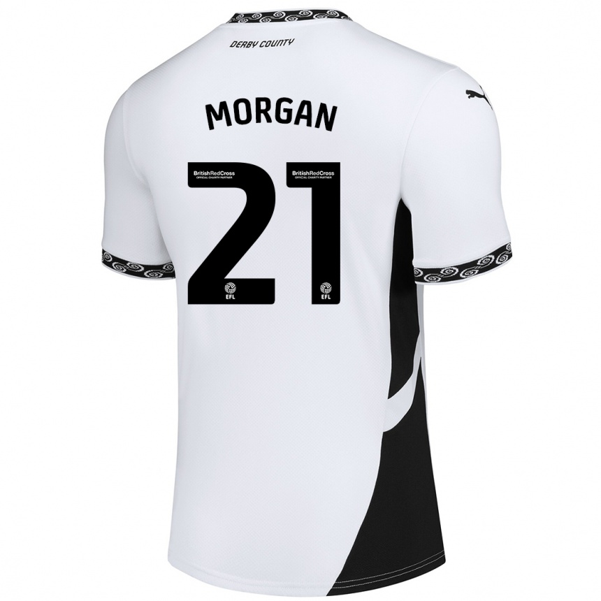 Niño Fútbol Camiseta Sarah Morgan #21 Blanco Negro 1ª Equipación 2024/25