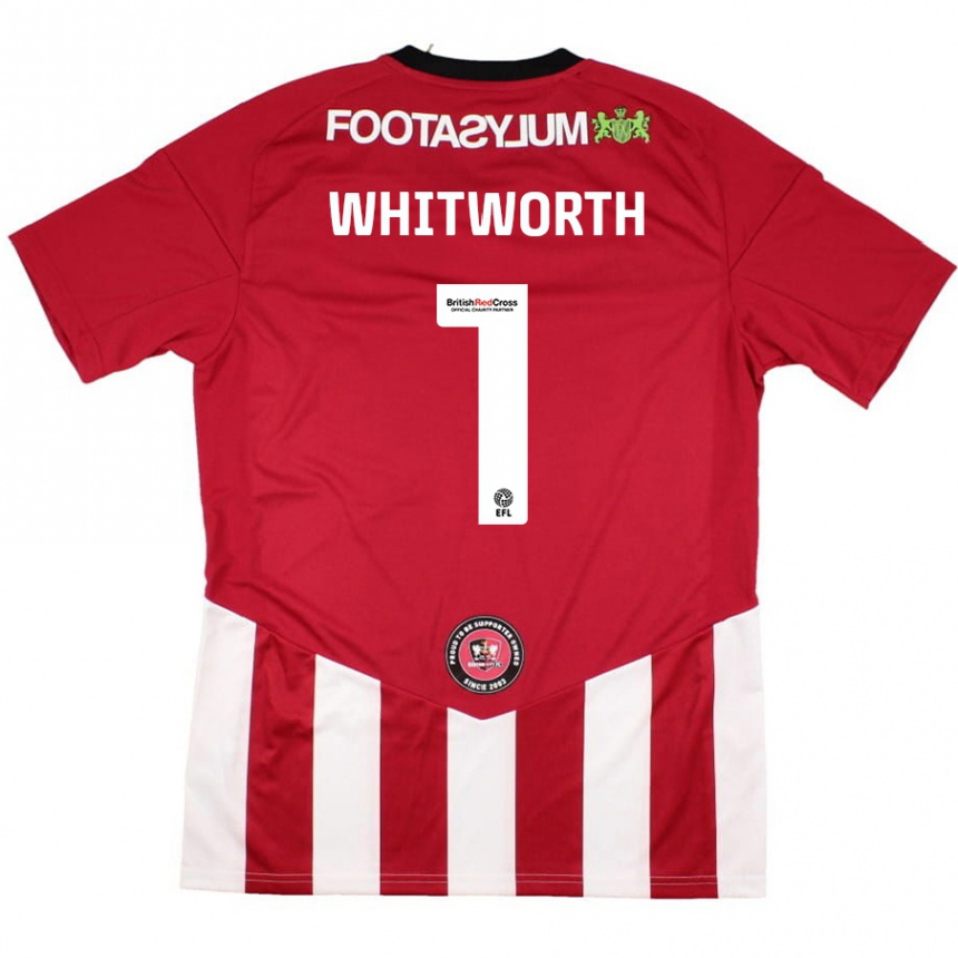 Niño Fútbol Camiseta Joe Whitworth #1 Rojo Blanco 1ª Equipación 2024/25