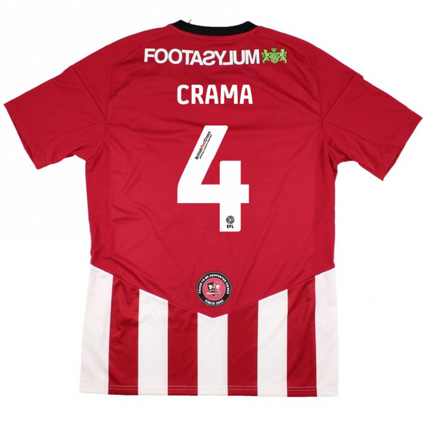 Niño Fútbol Camiseta Tristan Crama #4 Rojo Blanco 1ª Equipación 2024/25