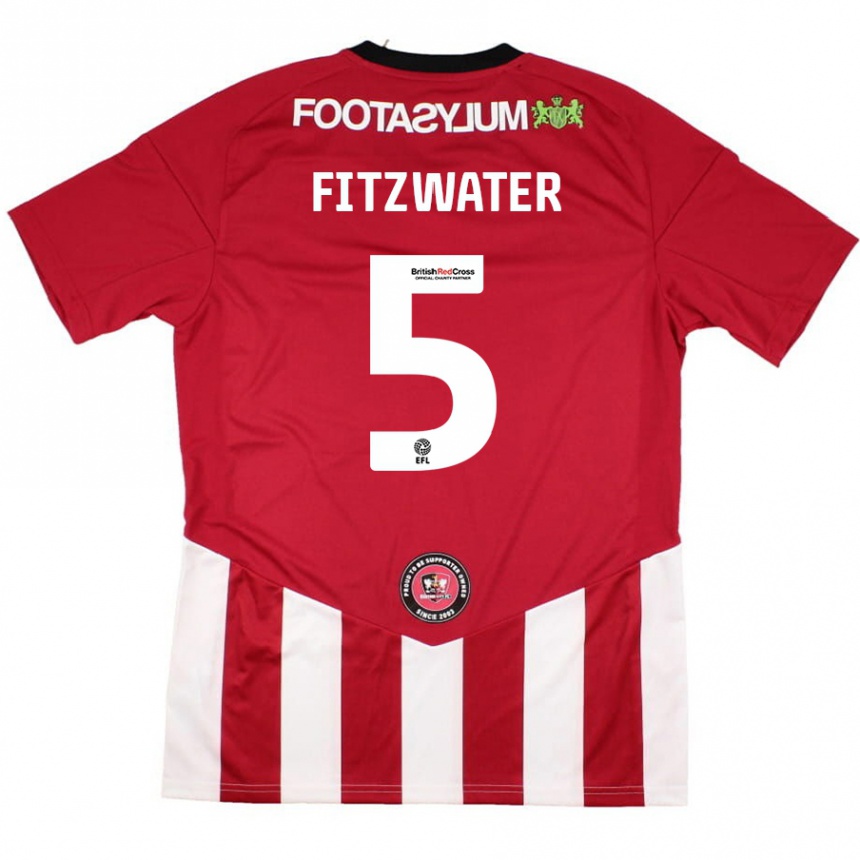 Niño Fútbol Camiseta Jack Fitzwater #5 Rojo Blanco 1ª Equipación 2024/25