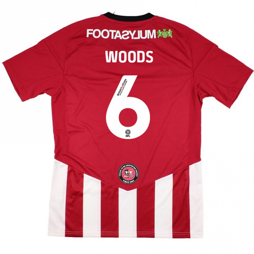 Niño Fútbol Camiseta Ryan Woods #6 Rojo Blanco 1ª Equipación 2024/25