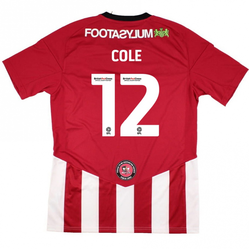 Niño Fútbol Camiseta Reece Cole #12 Rojo Blanco 1ª Equipación 2024/25