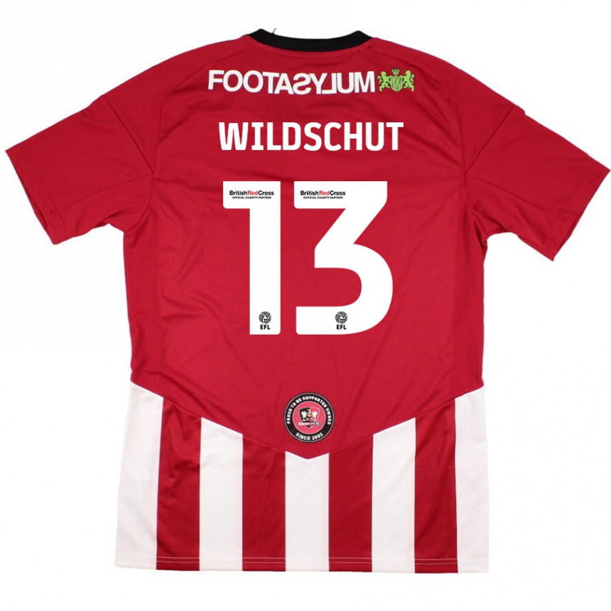 Niño Fútbol Camiseta Yanic Wildschut #13 Rojo Blanco 1ª Equipación 2024/25