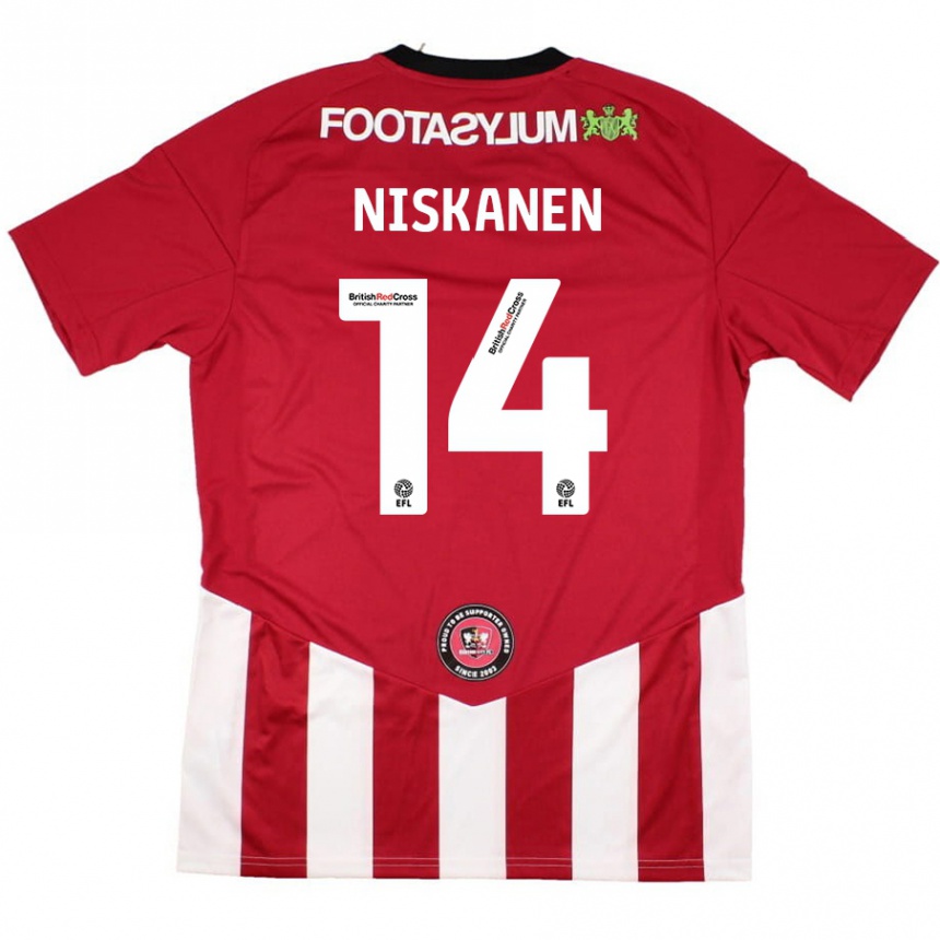 Niño Fútbol Camiseta Ilmari Niskanen #14 Rojo Blanco 1ª Equipación 2024/25