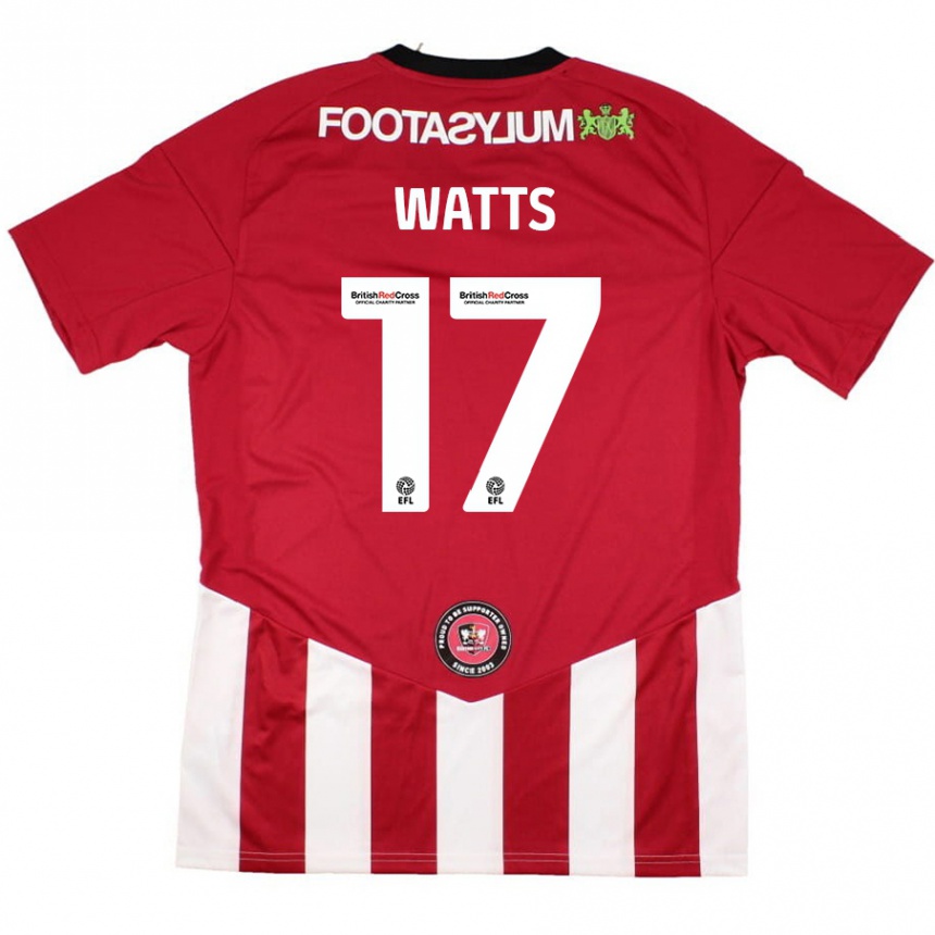 Niño Fútbol Camiseta Caleb Watts #17 Rojo Blanco 1ª Equipación 2024/25