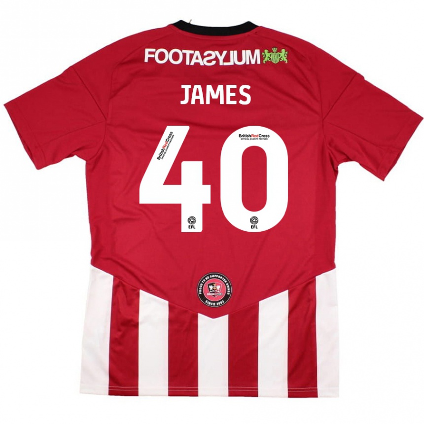 Niño Fútbol Camiseta Ed James #40 Rojo Blanco 1ª Equipación 2024/25