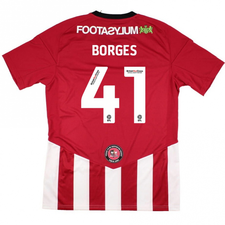 Niño Fútbol Camiseta Pedro Borges #41 Rojo Blanco 1ª Equipación 2024/25